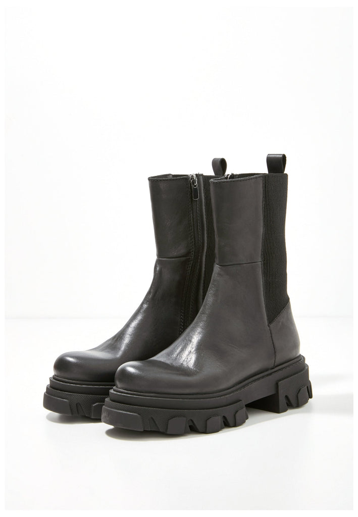 Inuovo Stiefel Leder/Textil Schwarz