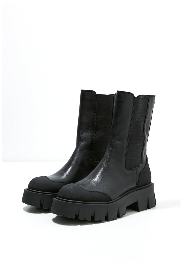 Inuovo Stiefel Leder/Textil Schwarz