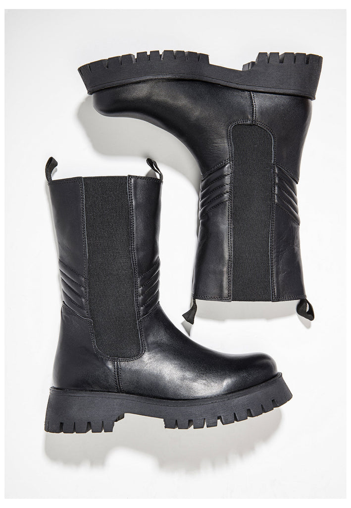 Inuovo Stiefel Leder/Textil Schwarz