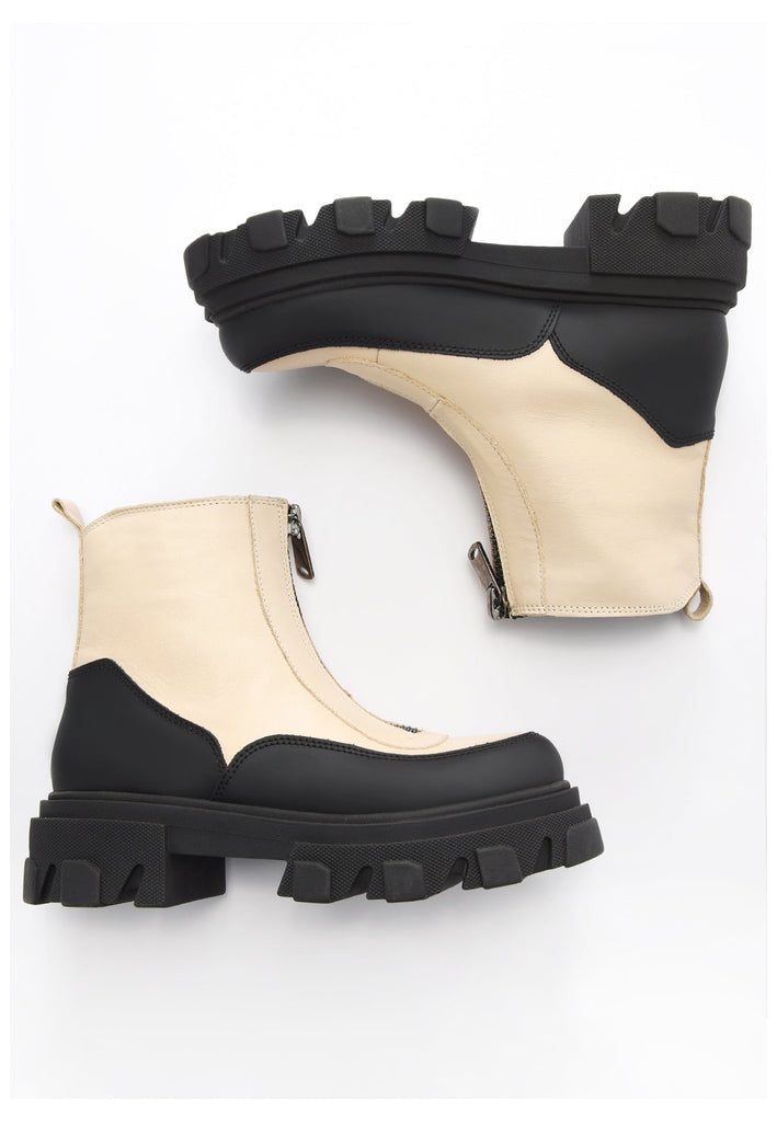 Inuovo Stiefelette Leder Beige/Schwarz