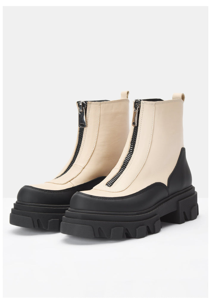 Inuovo Stiefelette Leder Beige/Schwarz