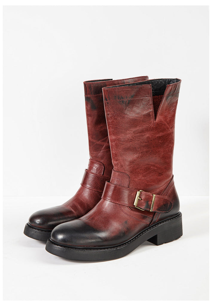 Inuovo Stiefelette Leder Burgundy