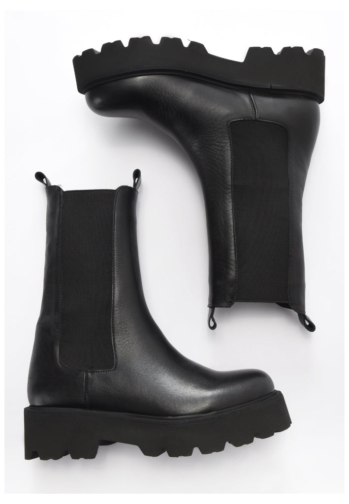 Inuovo Stiefelette Leder/Textil Schwarz