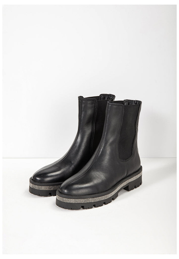 Inuovo Stiefelette Leder/Textil Schwarz