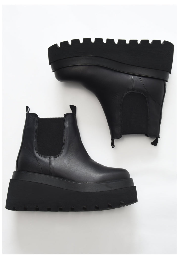 Inuovo Stiefelette Leder/Textil Schwarz