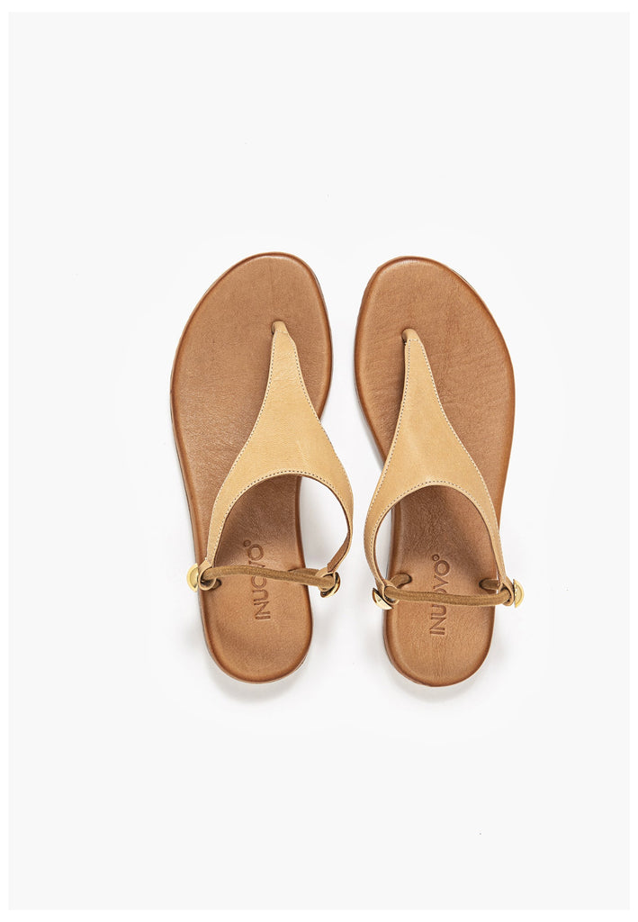 Inuovo Zehensteg Leder Hellbraun