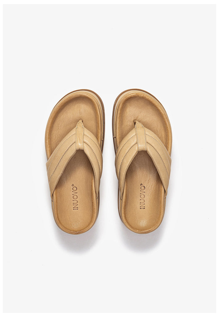 Inuovo Zehensteg Leder Hellbraun