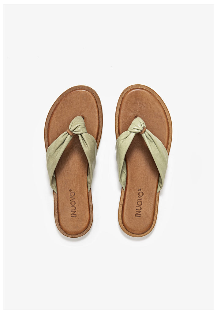 Inuovo Zehensteg Leder Olive