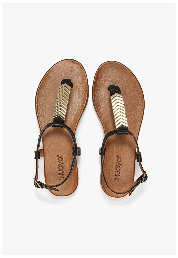 Inuovo Zehensteg Leder Schwarz