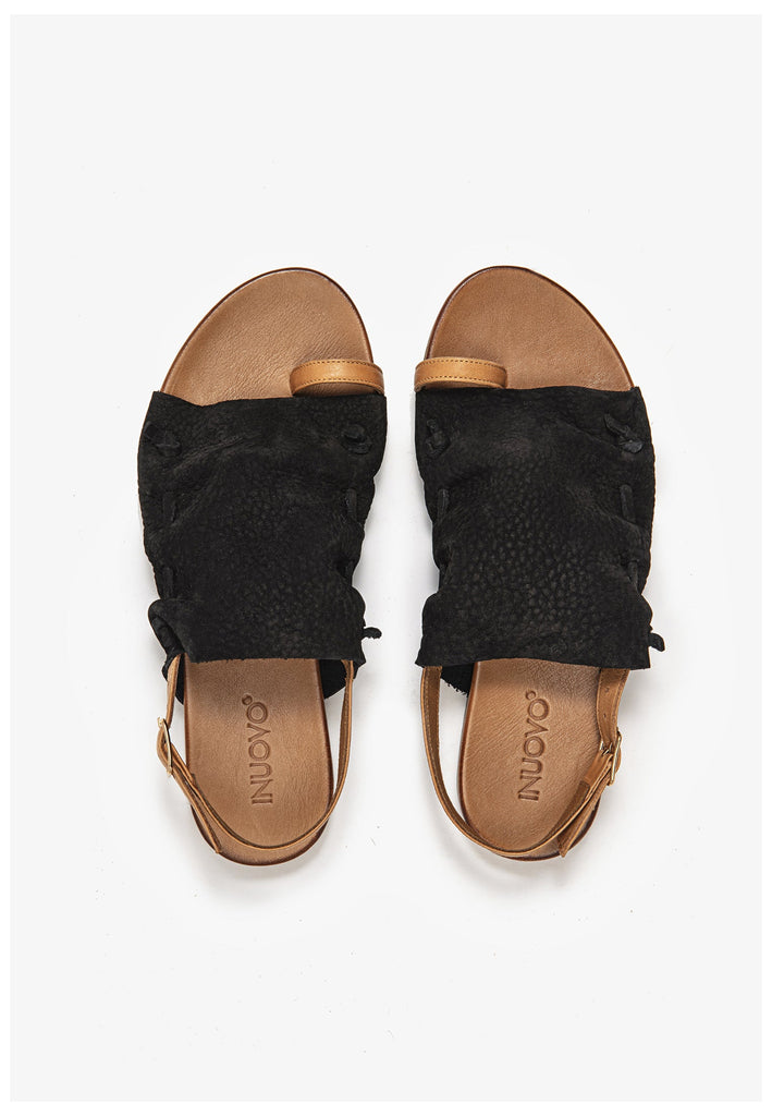 Inuovo Zehensteg Leder Schwarz