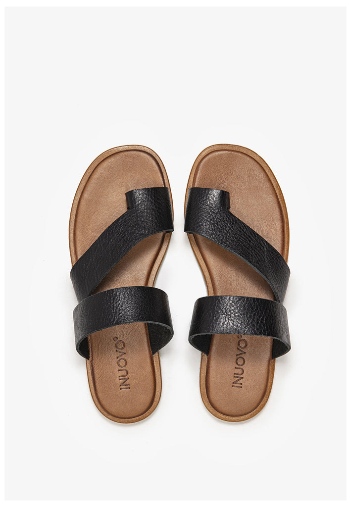 Inuovo Zehensteg Leder Schwarz