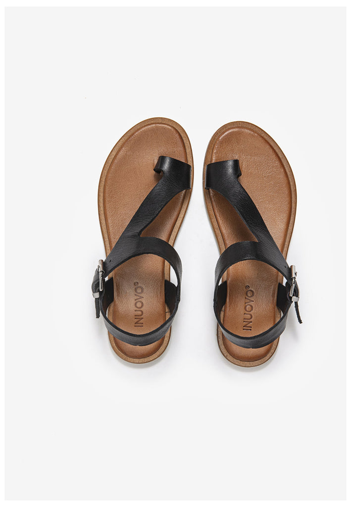 Inuovo Zehensteg Leder Schwarz