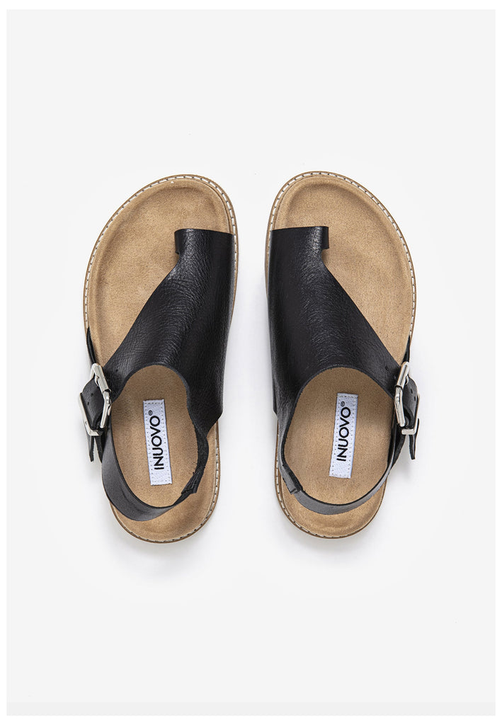 Inuovo Zehensteg Leder Schwarz