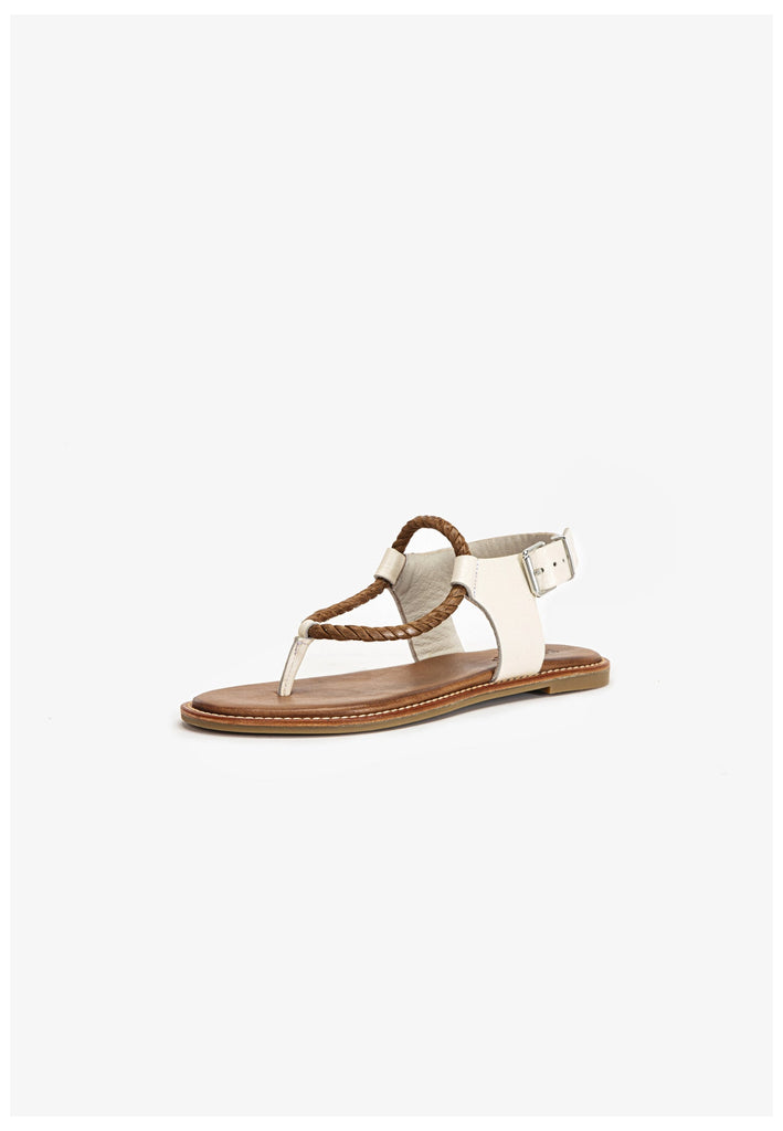 Inuovo Zehensteg Leder/Textil Beige