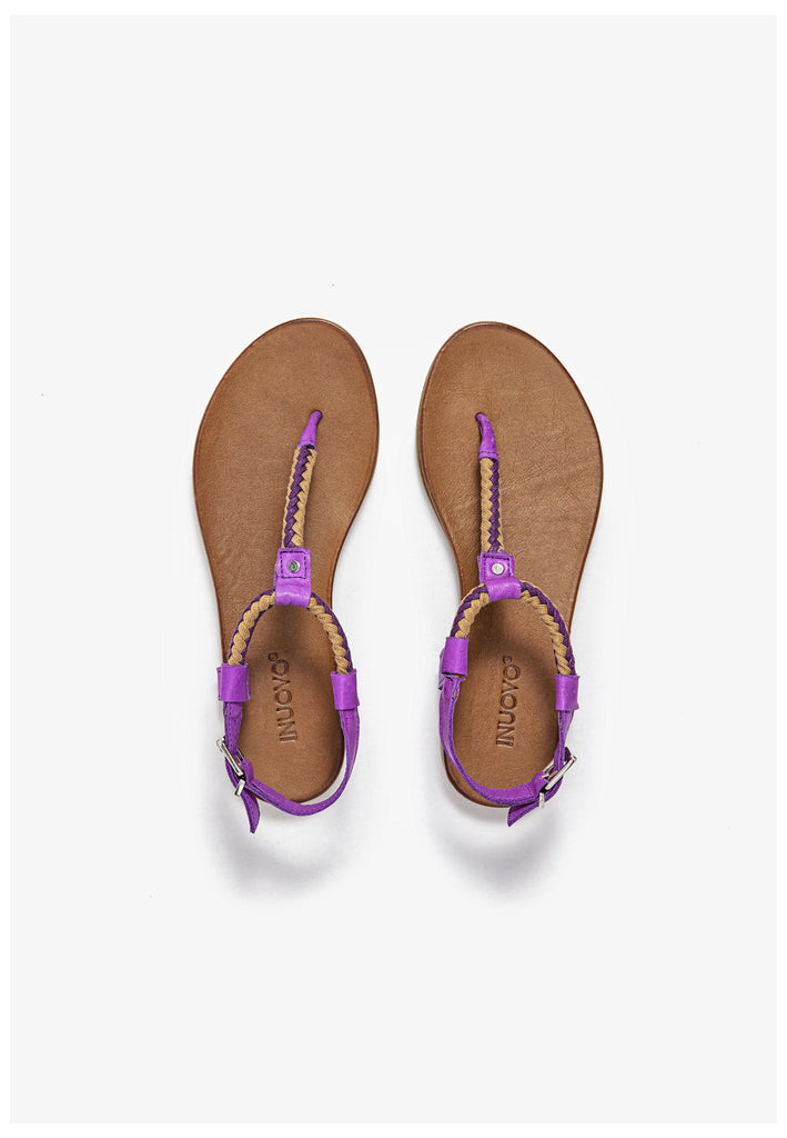 Inuovo Zehensteg Leder/Textil Lila