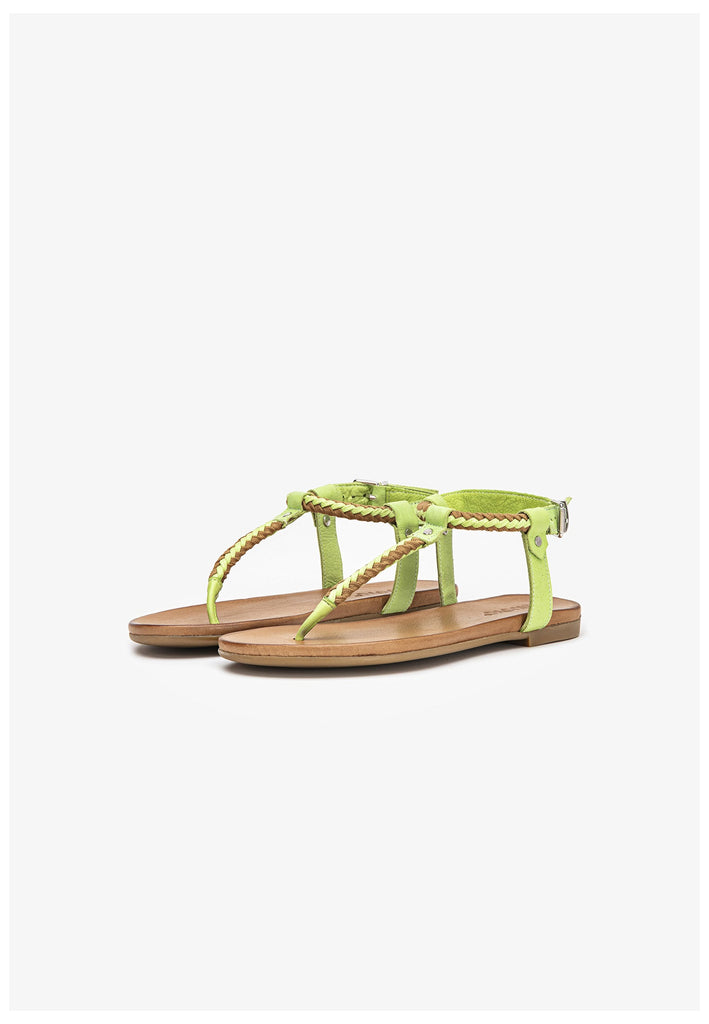 Inuovo Zehensteg Leder/Textil Pistachio