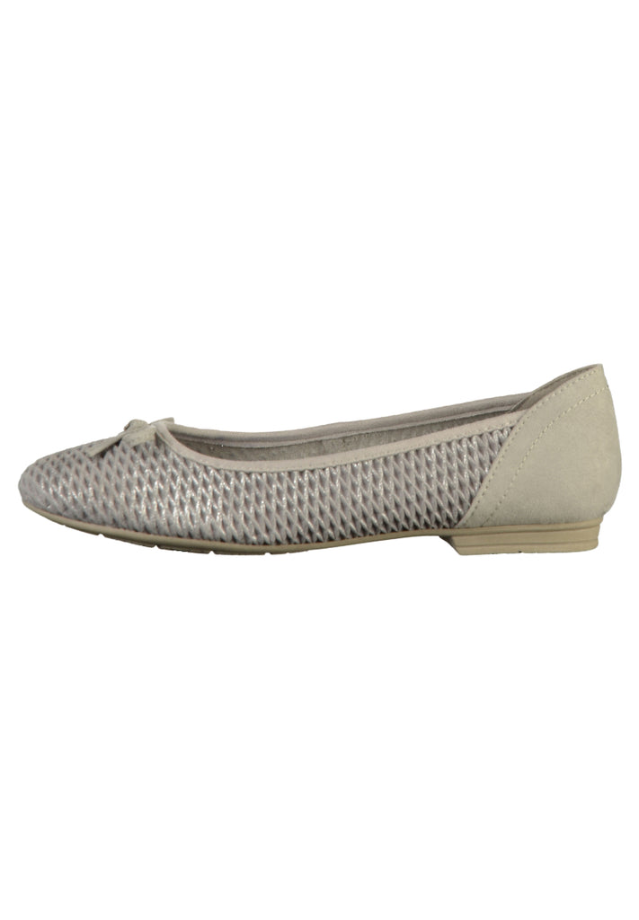 Jana Ballerinas Leder/Textil Grau/Silber
