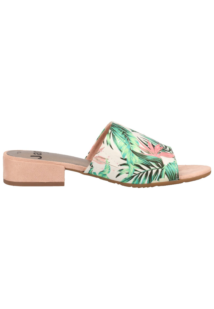 Jana Pantoletten Textil Weiß/Rosa