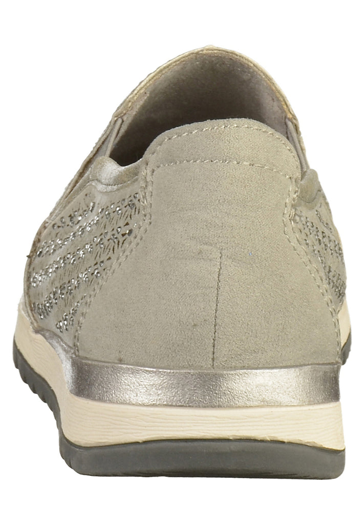 Jana Slipper Lederimitat/Textil Hellgrau