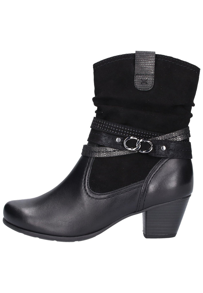 Jana Stiefelette Leder/Textil Schwarz
