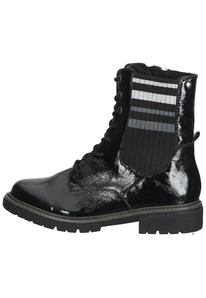Jana Stiefelette Leder/Textil Schwarz Lack