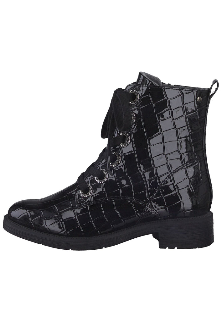 Jana Stiefelette Lederimitat Schwarz Lack