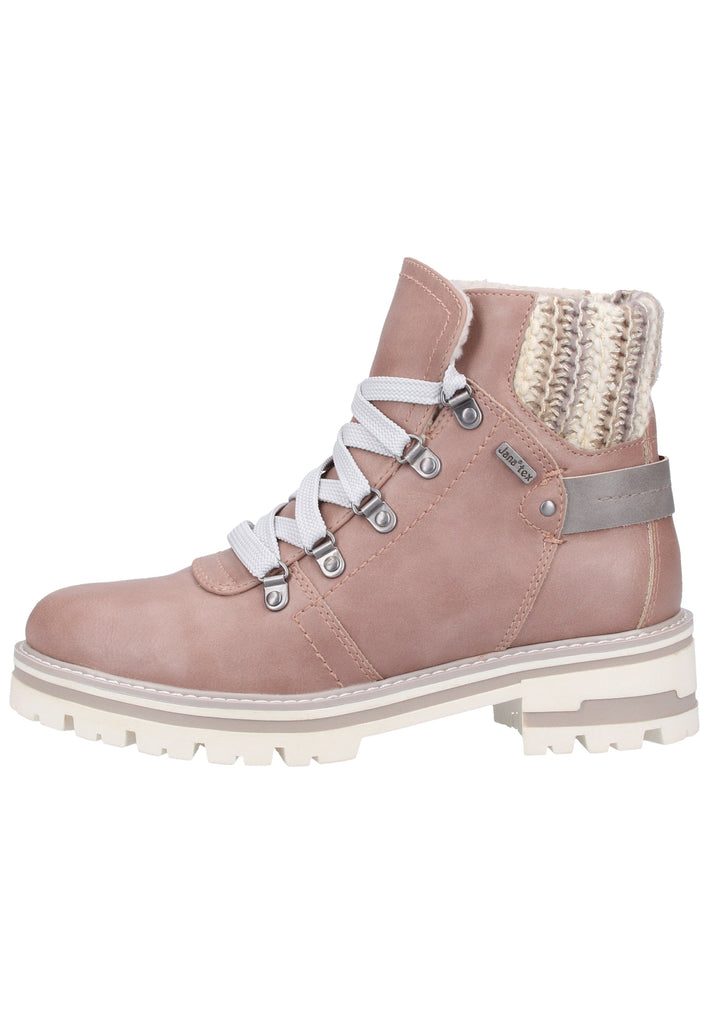 Jana Stiefelette Lederimitat/Textil Rose Warmfutter