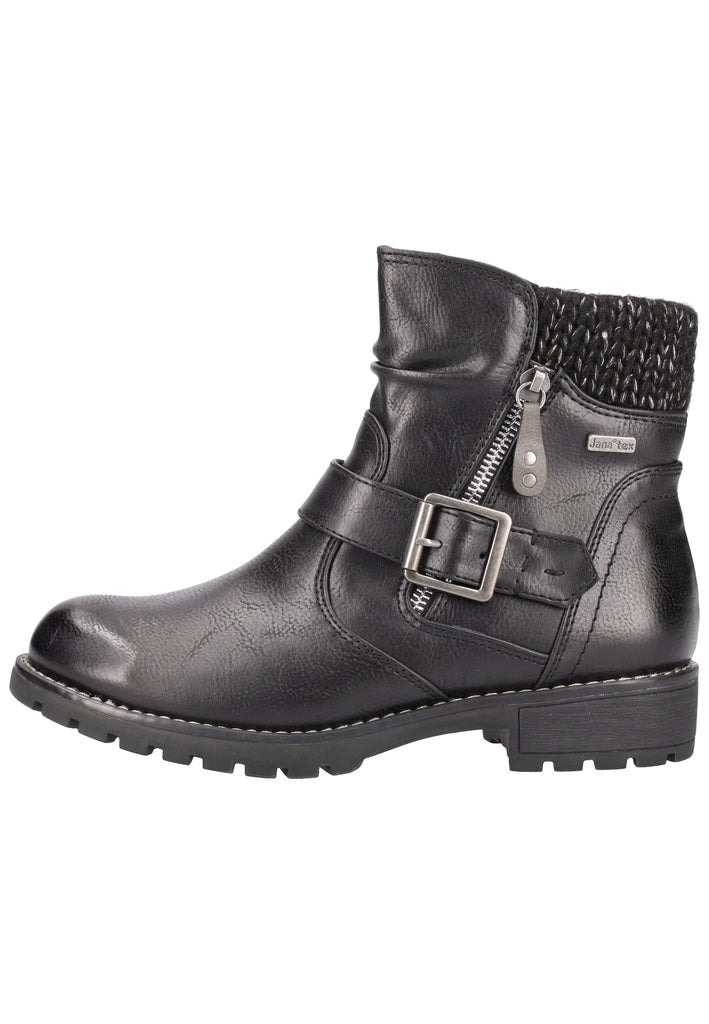 Jana Stiefelette Lederimitat/Textil Schwarz Warmfutter