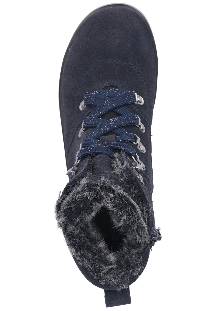 Jana Stiefelette Veloursleder Navy Warmfutter