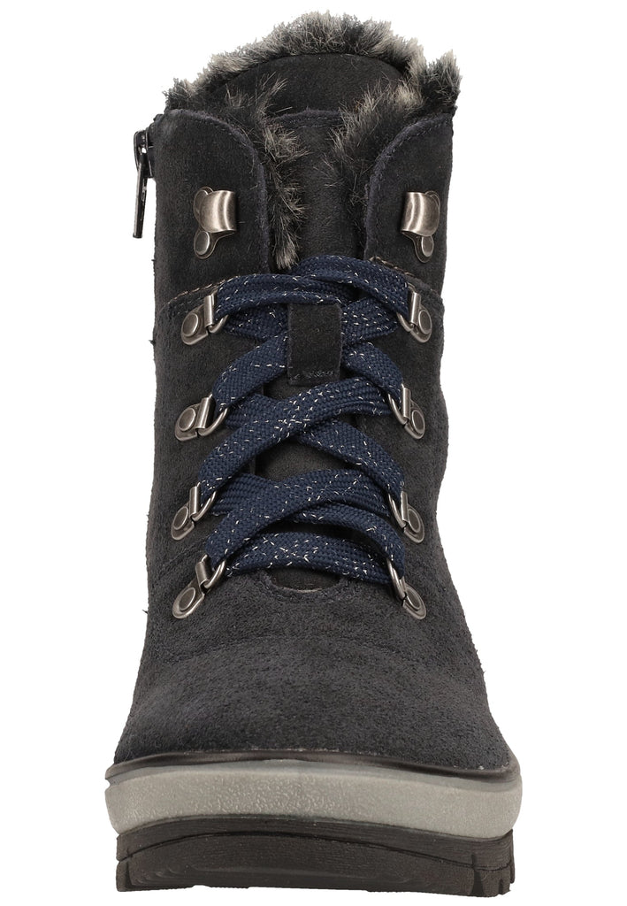 Jana Stiefelette Veloursleder Navy Warmfutter