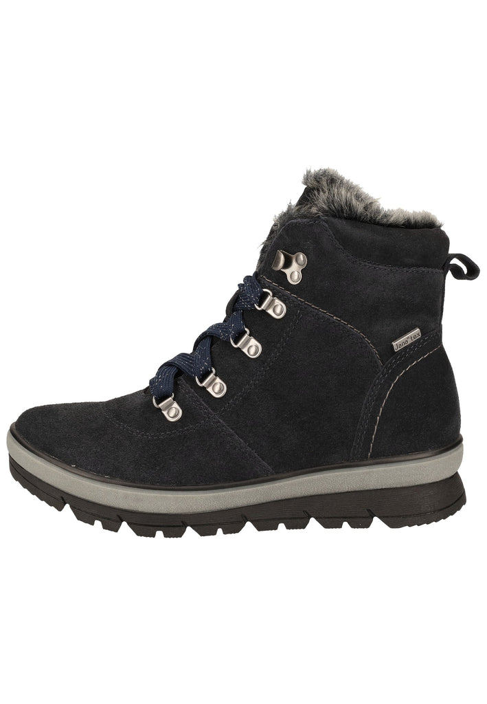 Jana Stiefelette Veloursleder Navy Warmfutter