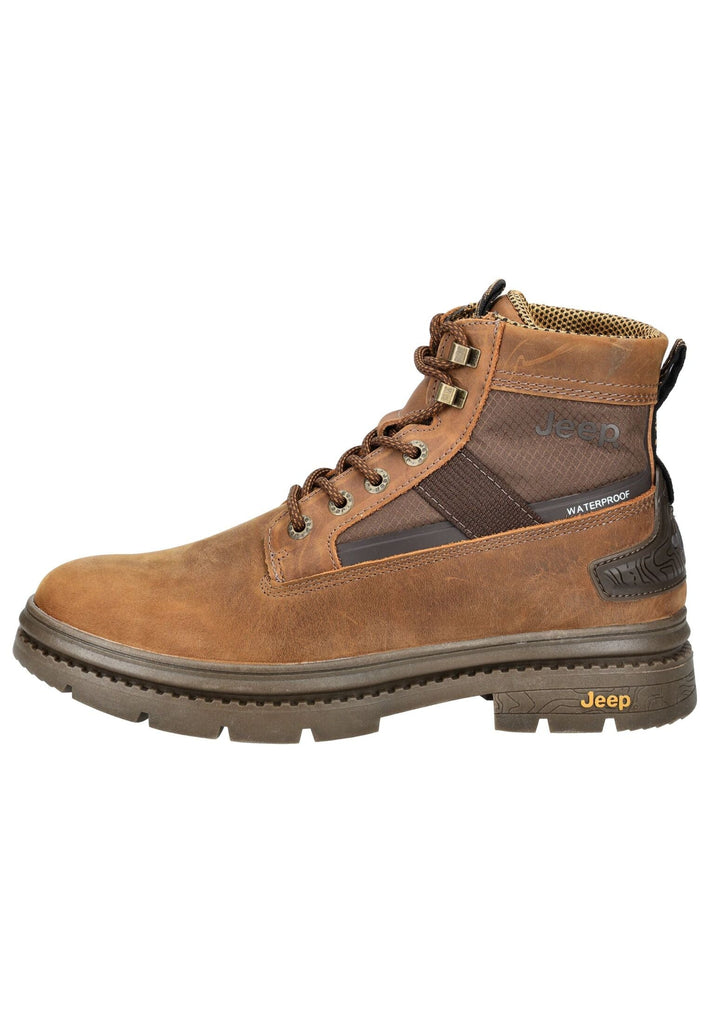 Stiefeletten JEEP Stiefelette Leder/Textil Dunkelbraun