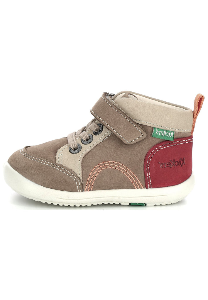 Kickers Halbschuhe Nubukleder Beige/Rot