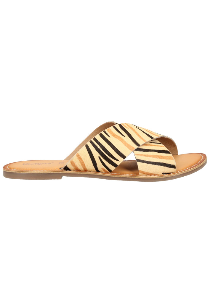 Kickers Pantoletten Leder Beige/Schwarz