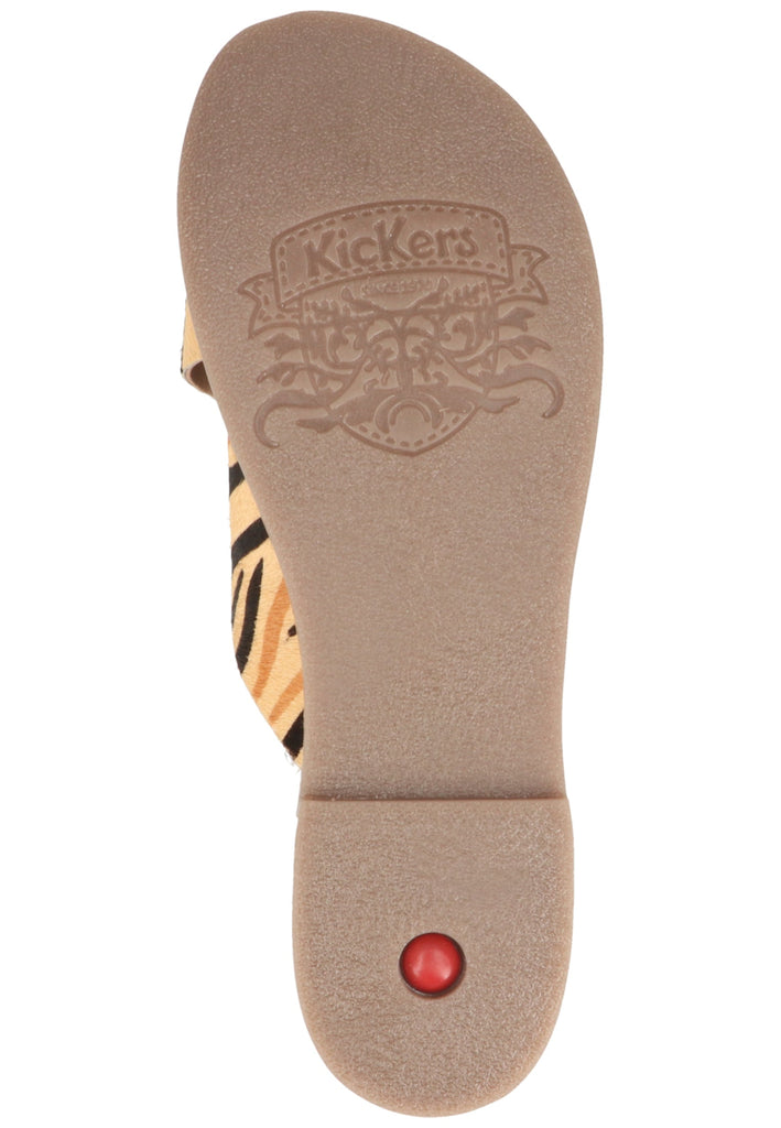 Kickers Pantoletten Leder Beige/Schwarz