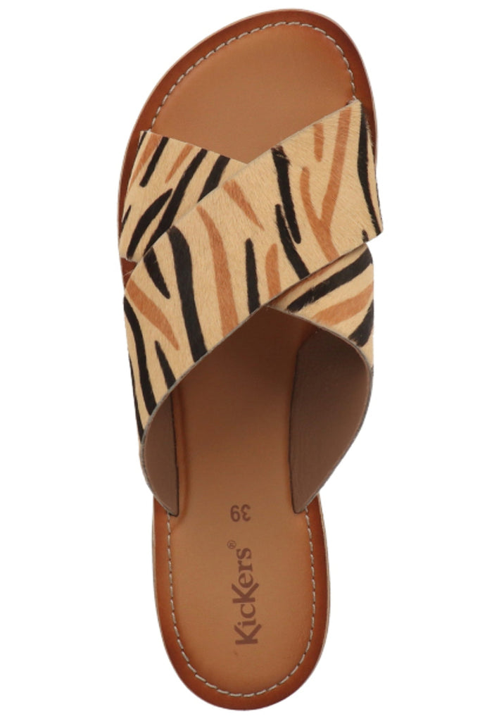 Kickers Pantoletten Leder Beige/Schwarz