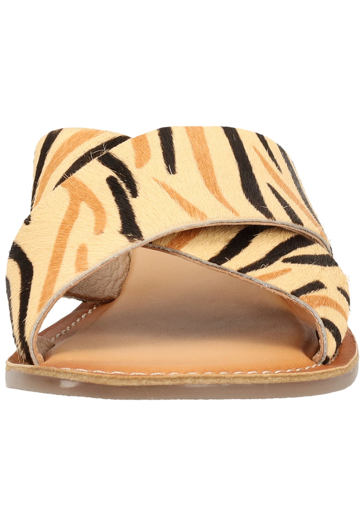 Kickers Pantoletten Leder Beige/Schwarz