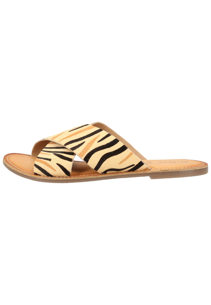 Kickers Pantoletten Leder Beige/Schwarz