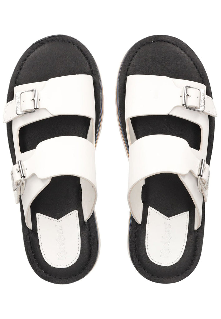 Kickers Pantoletten Leder Weiß Kombi