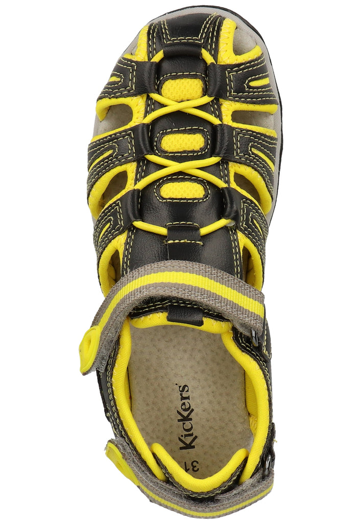 Kickers Sandalen Lederimitat Schwarz/Gelb