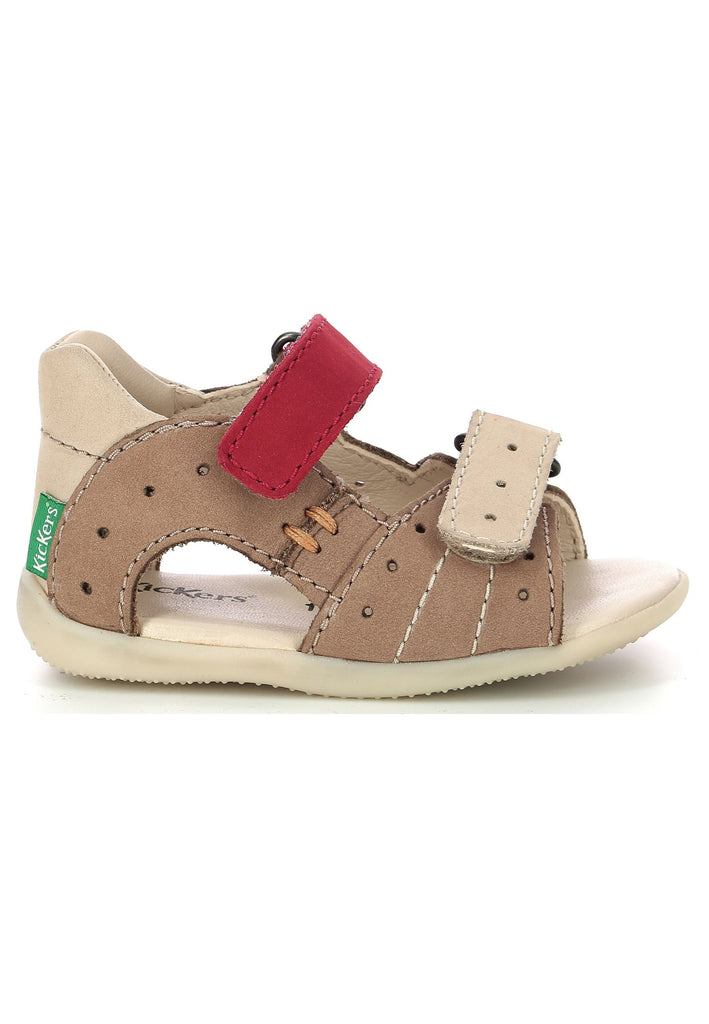Kickers Sandalen Nubukleder Beige/Rot