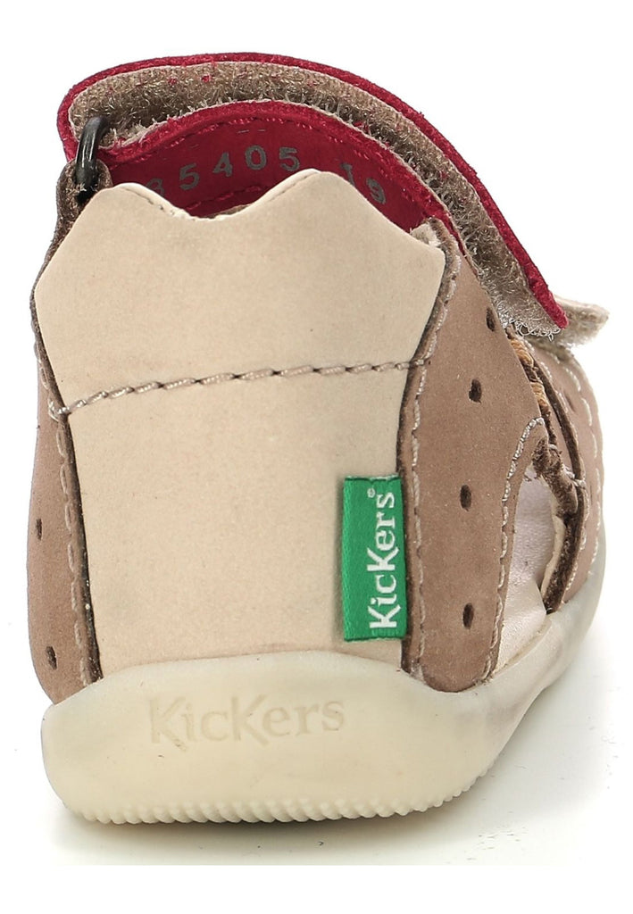 Kickers Sandalen Nubukleder Beige/Rot