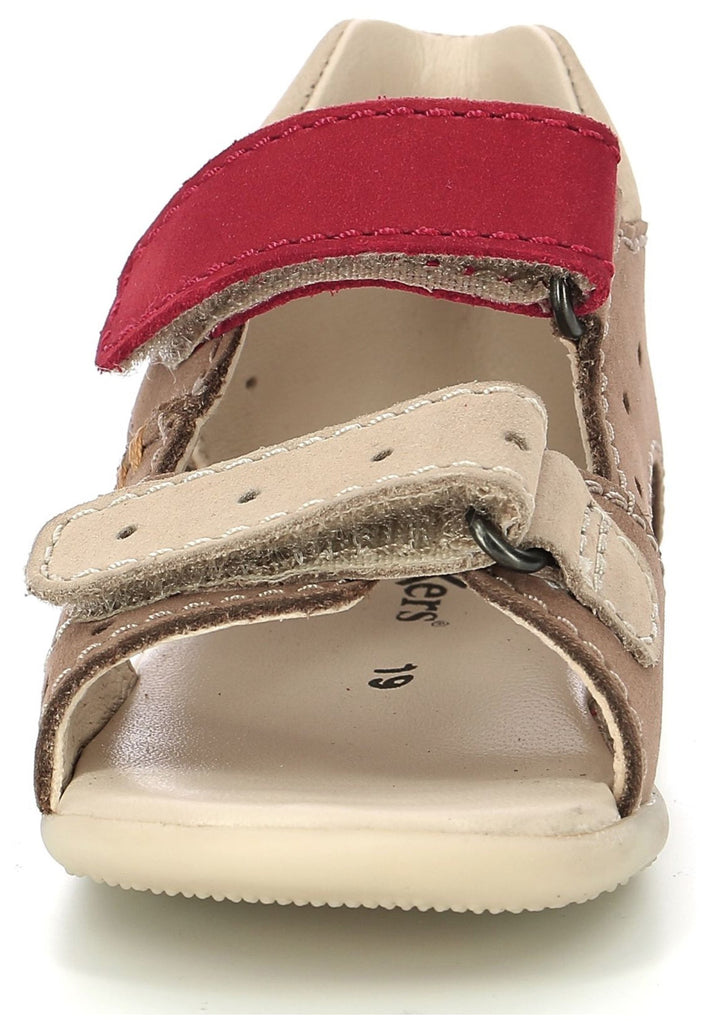 Kickers Sandalen Nubukleder Beige/Rot