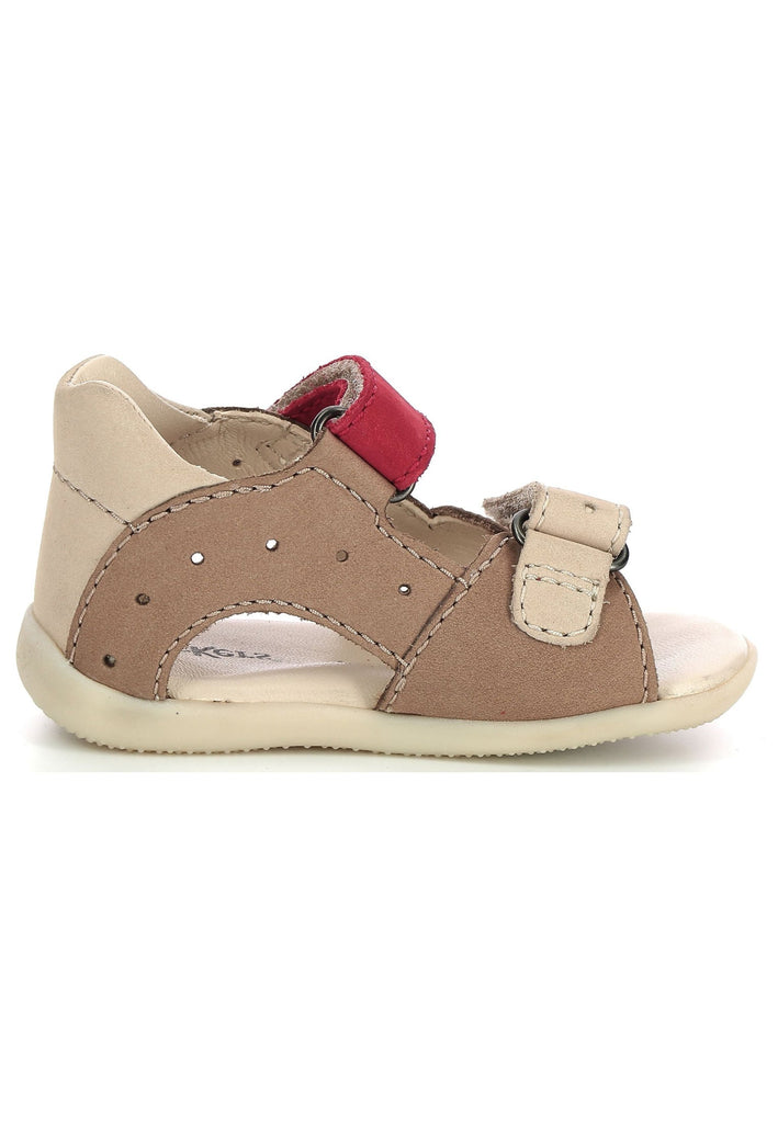 Kickers Sandalen Nubukleder Beige/Rot