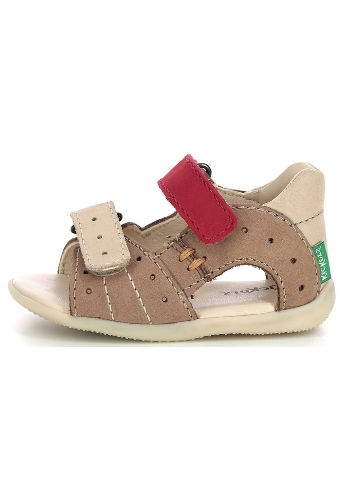 Kickers Sandalen Nubukleder Beige/Rot