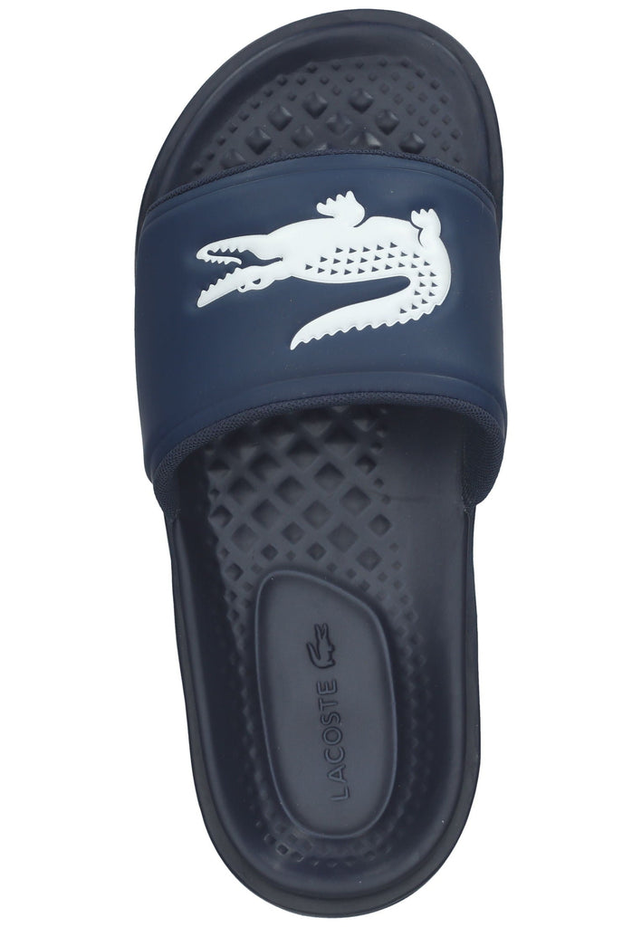 Lacoste Pantoletten Lederimitat Blau/Weiß