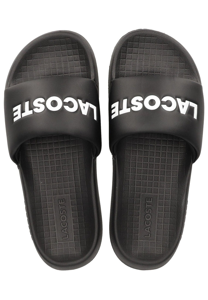 Lacoste Pantoletten Lederimitat Schwarz/Weiß