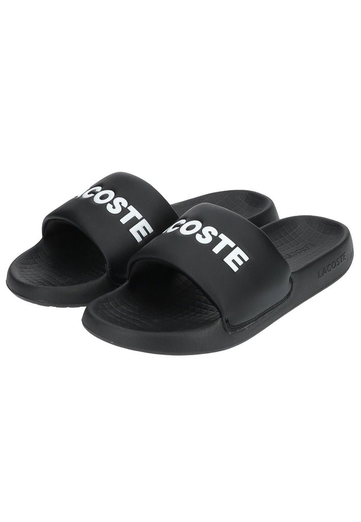 Lacoste Pantoletten Lederimitat Schwarz/Weiß