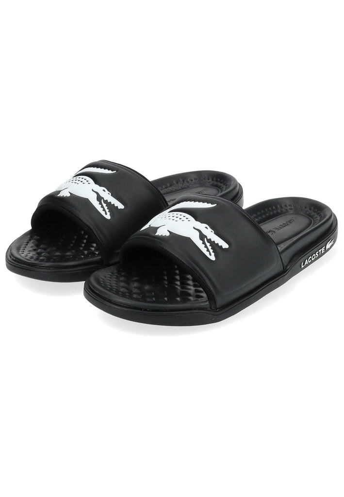 Lacoste Pantoletten Lederimitat Schwarz/Weiß