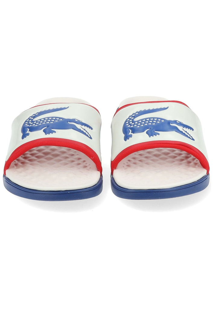 Lacoste Pantoletten Lederimitat Weiß/Blau